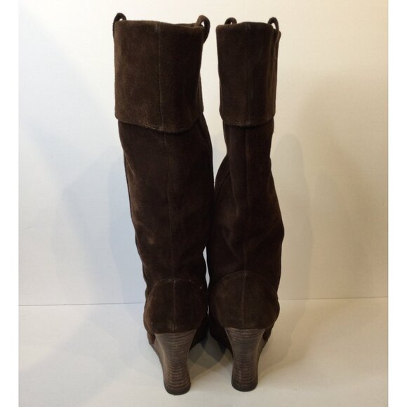 Sam Edelman Brown Suede Leather Moccasin Style Wedge Boots Size 8 M Tall - Picture 3 of 12